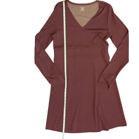 Horny Toad Finlay Faux Wrap Long Sleeve Dress in Burgundy Size X Large - Picture 5 of 9